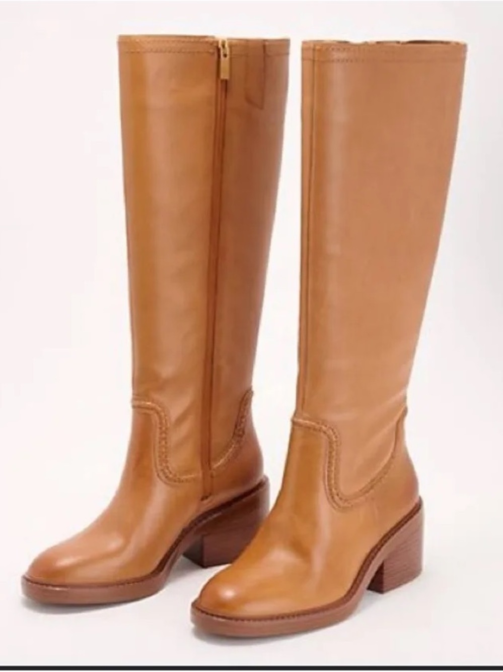 Vince Camuto Vuliann Wide Calf Boots in Tan/ Golden Walnut
